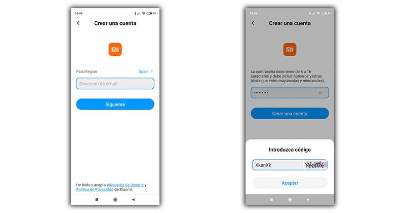 crear cuenta mi xiaomi