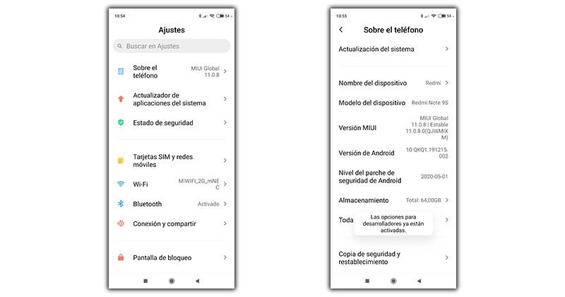 opciones desarrollador xiaomi miui