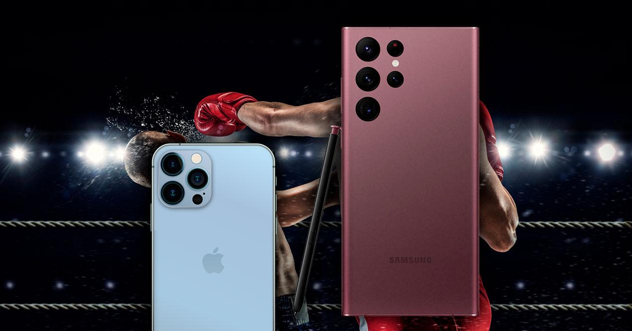 Comparativa de los Samsung Galaxy S22, S22+ y S22 Ultra frente al iPhone 13  Pro Max