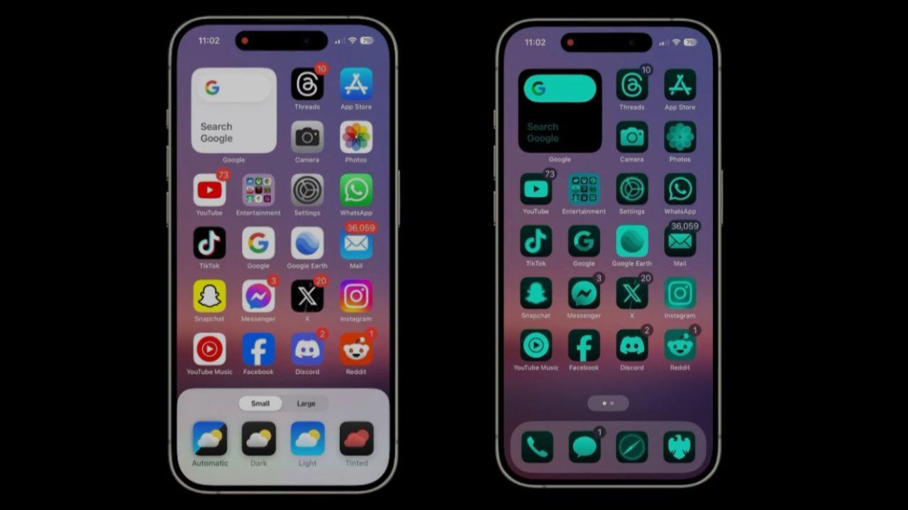 pantalla con iconos IOS 18 y anteriores
